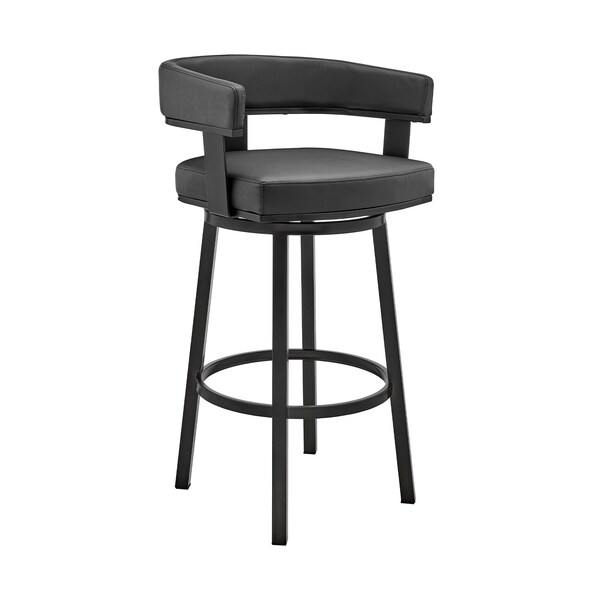 Armen Living Cohen 26" Counter Height Swivel Bar Stool in Black Finish and Black Faux Leather 721535761920 - main